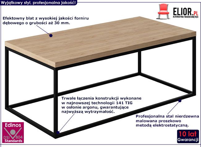 Prostokątna industrialna ława do loftu Ivens 4X