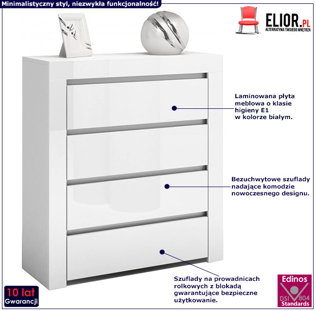 Lakierowana biała komoda do salonu Margino 3X