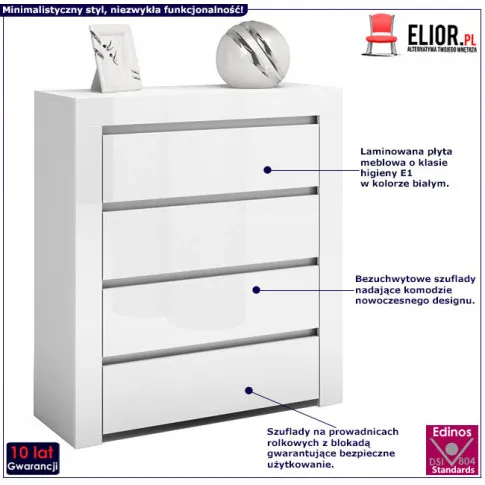 Fotografia Lakierowana komoda 80 cm Margino 3X - biały połysk z kategorii Salon
