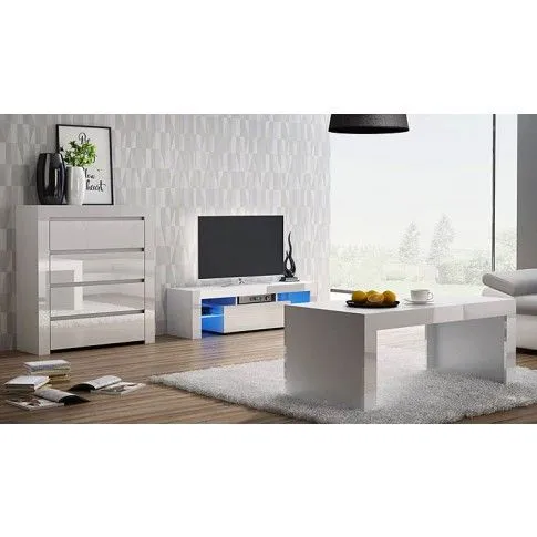 Szczegółowe zdjęcie nr 4 produktu Lakierowana komoda 80 cm Margino 3X - biały połysk