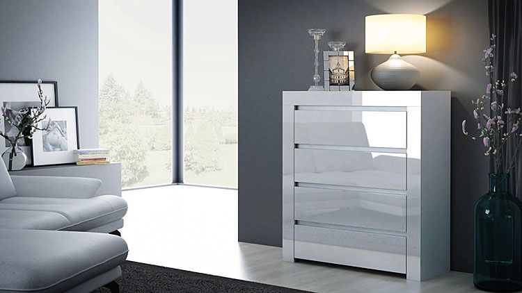 Lakierowana biała komoda do biura, sypialni Margino 3X