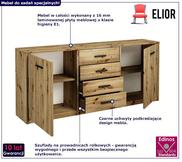 Komoda Pirex 4X-dąb artisan