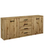 Długa komoda z szufladami i drzwiczkami dąb artisan - Cermesa 4X w sklepie Edinos.pl