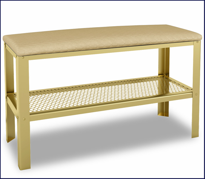 Puf z półka na buty Sagal 3X złoty+jasny beż