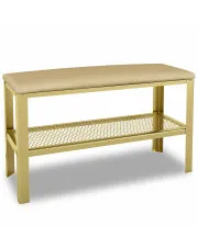 Nowoczesna pufa z metalowym stelażem złoty + jasny beż - Sagal 3X w sklepie Edinos.pl