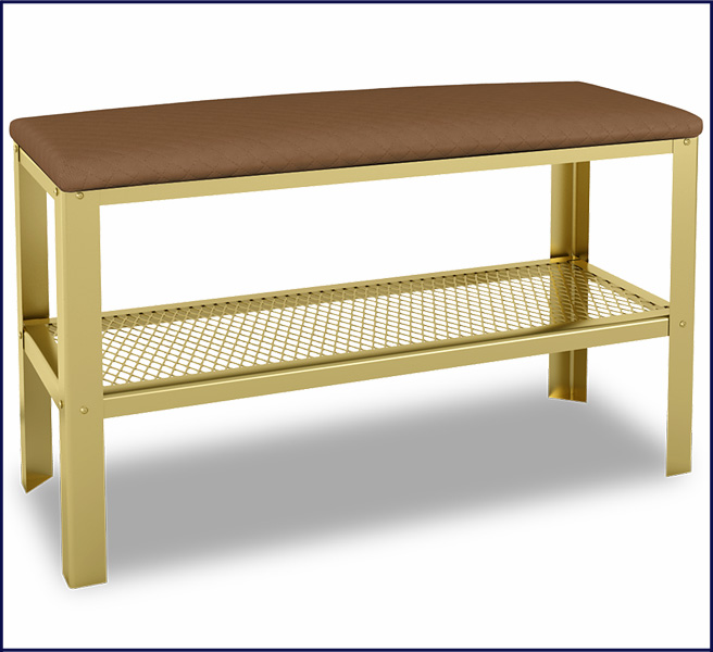 Puf z półka na buty Sagal 3X złoty+ciemny beż