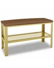 Nowoczesne siedzisko z półką na buty złoty + ciemny beż - Sagal 3X w sklepie Edinos.pl