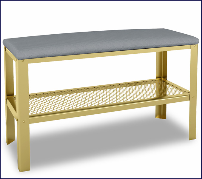 Puf z półka na buty Sagal 3X złoty+szary