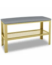 Siedzisko z metalowym stelażem złoty + szary - Sagal 3X w sklepie Edinos.pl