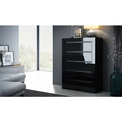 Zdjęcie czarna komoda lakierowana do salonu, biura Margino 4X | Edinos.pl