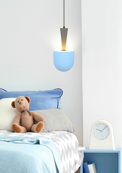 Wizualizacja niebieskiej wiszącej lampy T013-Fugi