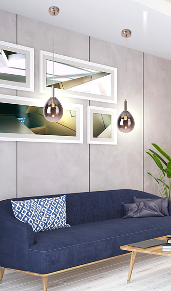 Wizualizacja szarej lampy wiszącej T008-Iser