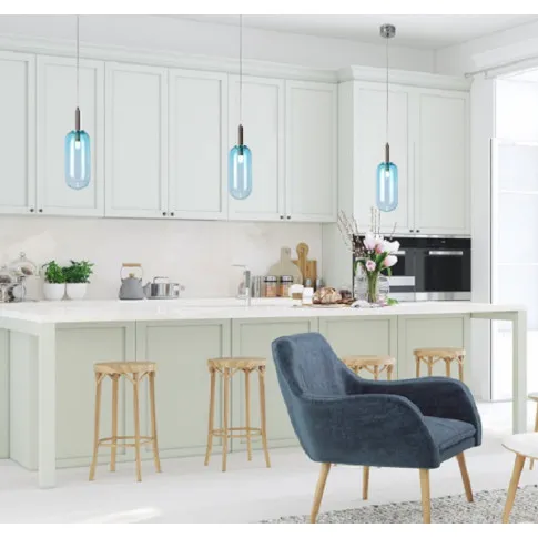 niebieska lampa wisząca V013 Solis nowoczesna cylindryczna