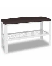 Wąski puf z metalowym stelażem do przedpokoju biały + wenge  - Sagal 5X w sklepie Edinos.pl
