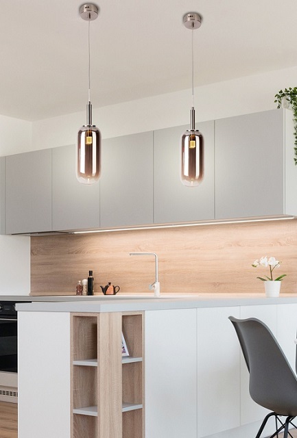 Produkt Srebrna lampa wisząca ze szklanym kloszem LED - V013-Renu