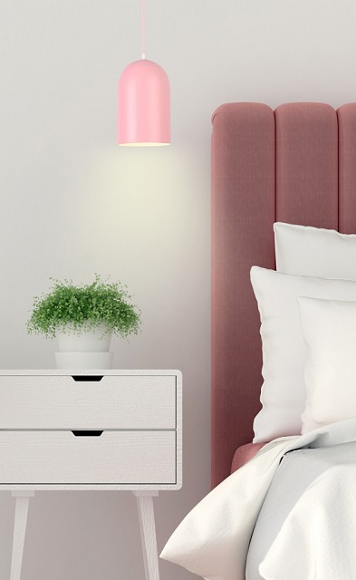 Produkt Różowa lampa wisząca z owalnym kloszem - V015-Suvio