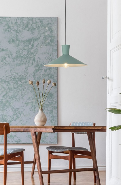 Produkt Zielona lampa wisząca do nowoczesnych wnętrz - V047-Syvis