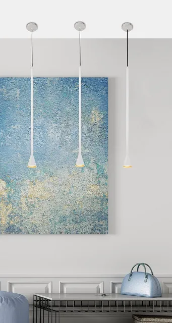 Produkt Biała metalowa długa lampa wisząca nad wyspę - V055-Puffo