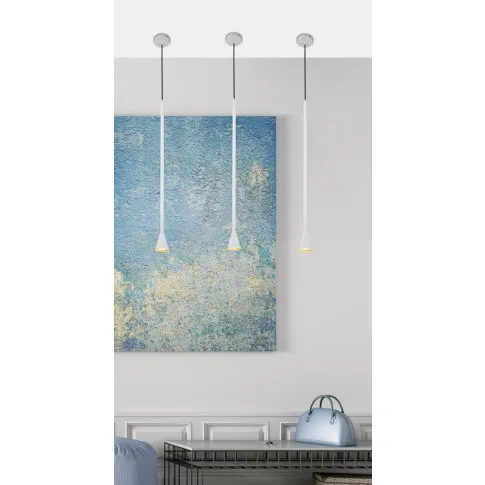 biała długa lampa wisząca V055 Sunagio