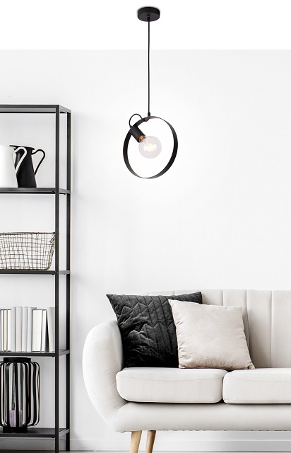 Produkt Czarna nowoczesna wisząca lampa koło - V056-Solaris