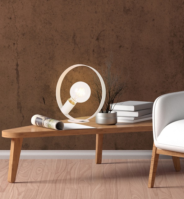 Produkt Biała lampa stołowa w stylu skandynawskim - V057-Elegio