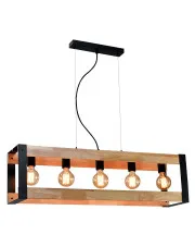 Industrialna lampa wisząca z drewnianymi elementami - T022 - Kavo w sklepie Edinos.pl