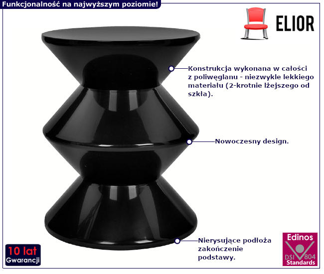 Produkt Czarny okrągły stolik kawowy - Sollero