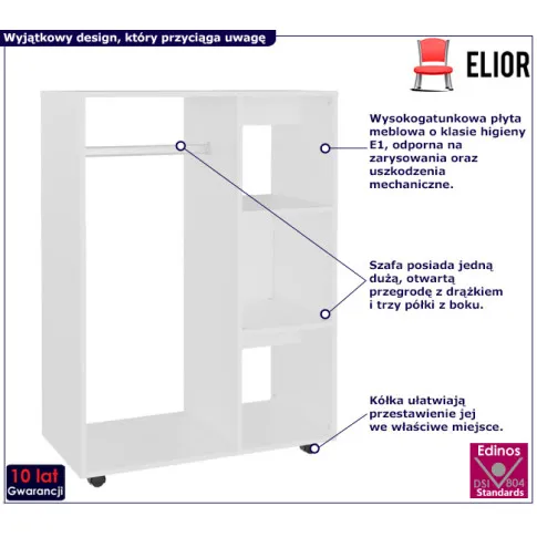 Otwarta szafa z drążkiem Ordeo biały