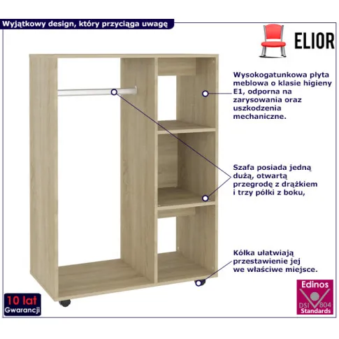 Otwarta szafa z drążkiem Ordeo dąb sonoma