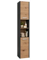 Słupek łazienkowy z półkami Boleris 2X - antracyt + dąb artisan w sklepie Edinos.pl