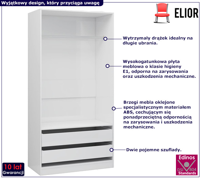 Szafa bez drzwiczek Uxaro 3X kolor biały połysk