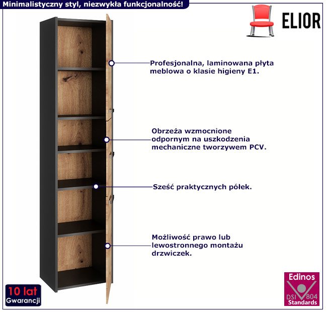 Biała szafka łazienkowa z 6 półkami Helta 2X