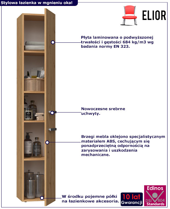Infografika skandynawskiego słupka łazienkowego artisan Lirena 4X