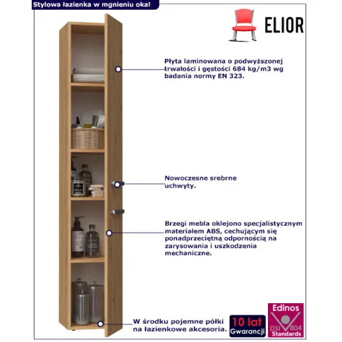 Infografika słupka szafki do łazienki artisan merimo 4x