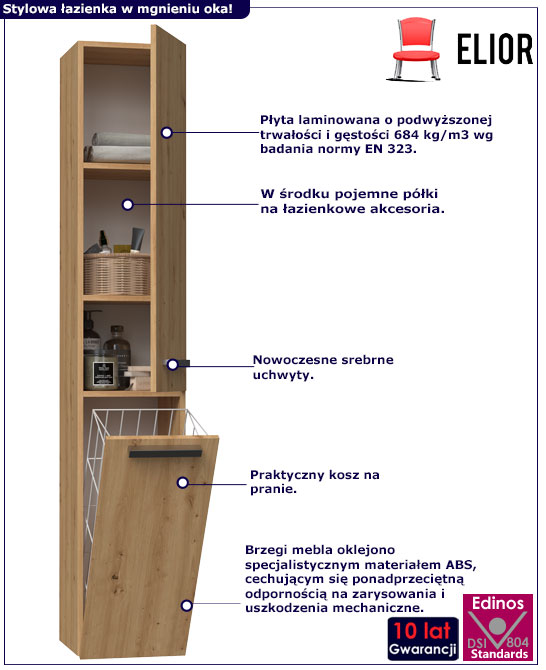Infografika nowoczesna szafka łazienkowa artisan Merimo 6X