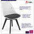 infografika zestawu 4 szt białych krzeseł z czarną poduszką i nogami asaba 4s