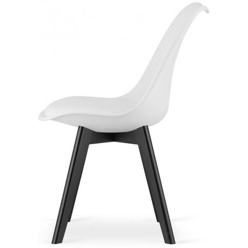 zestaw 4 ergonomicznych krzeseł do kuchni białe siedzisko czarne nogi asaba 4s