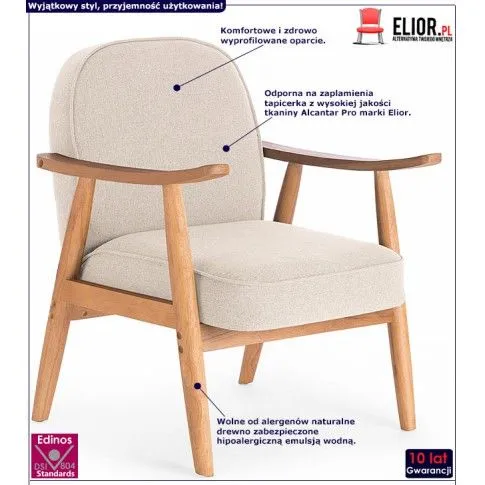 Fotografia Fotel wypoczynkowy lisek Bateria - beżowy z kategorii Fotele wypoczynkowe