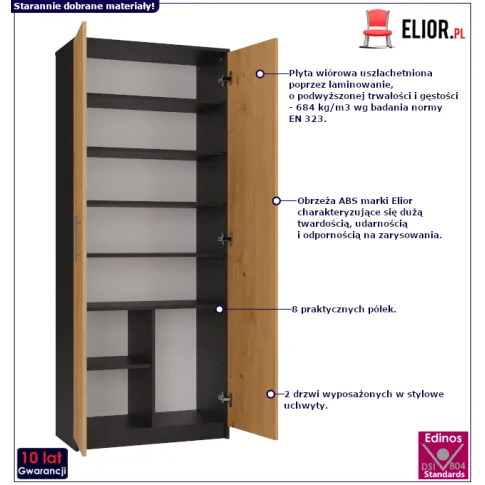 Antracytowy zamykany regał Hoger