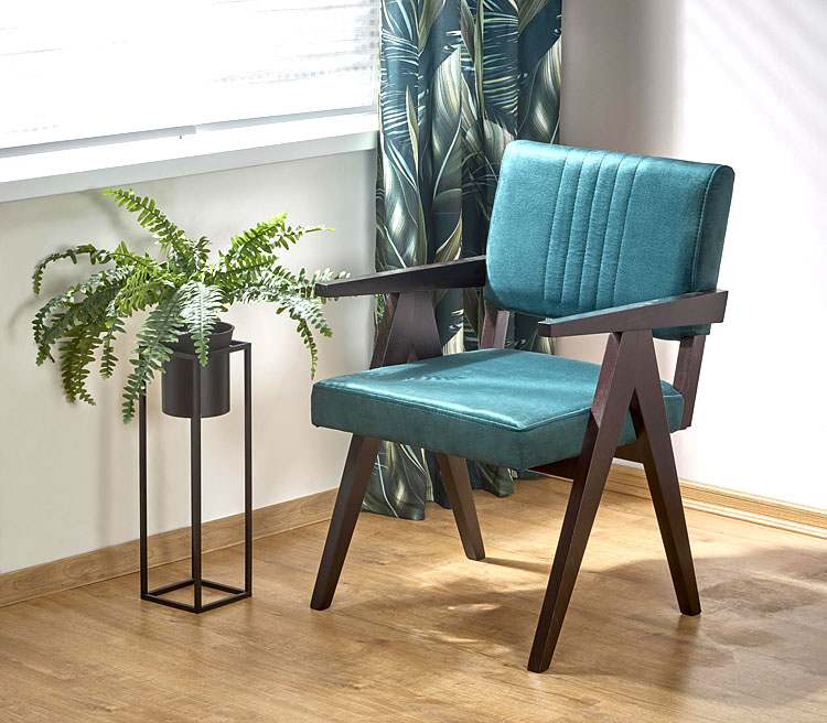 Zielone krzesło drewniane vintage Noko