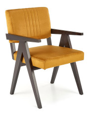Musztardowe drewniane krzesło w stylu retro -  Noko w sklepie Edinos.pl