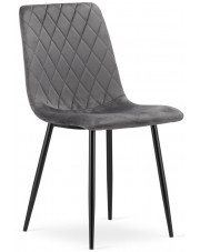 Ciemnoszare metalowe krzesło welurowe do kuchni - Saba 4X w sklepie Edinos.pl