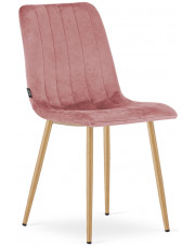 Różowe welurowe krzesło tapicerowane - Fernando 3X w sklepie Edinos.pl