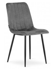 Ciemnoszare krzesło welurowe pikowane do stołu - Fernando 4X w sklepie Edinos.pl