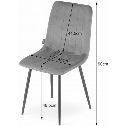 Wymiary krzesła welurowego Fernando 4X
