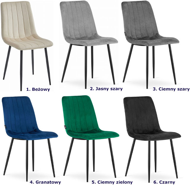 Komplet 4 sztuk krzeseł Fernando dostępne kolory