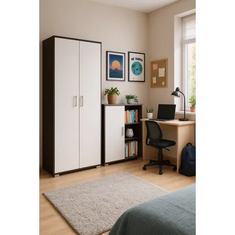 Zestaw komoda i szafa wenge   biały   Zormo