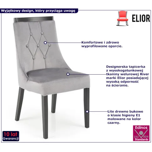 Popielate tapicerowane krzesło Silo