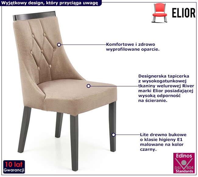 Beżowe krzesło pikowane Nixin