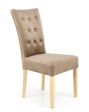 Beżowe tapicerowane krzesło drewniane - Depso w sklepie Edinos.pl
